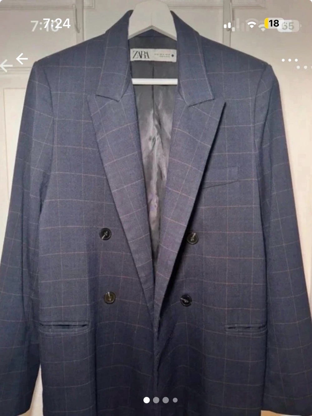 Zara Double-Breasted Navy Windowpane Sport Coat On trend menswear chunky